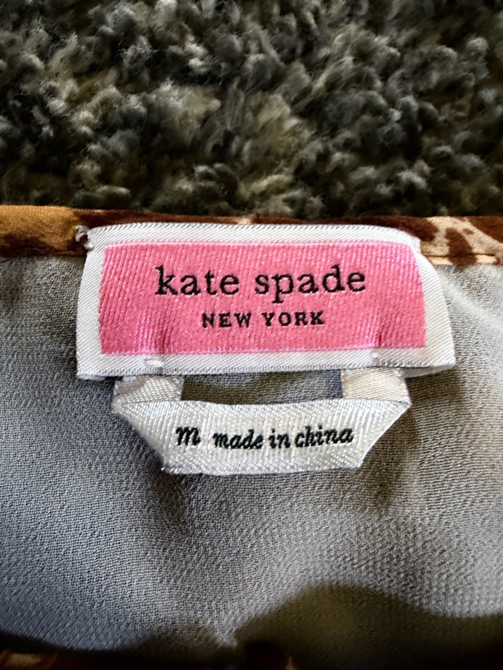 KATE. SPADE Brown and Cream Leopard Print Long-Sleeve Blouse